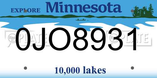 0JO8931 Minnesota License Plate