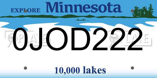 0JOD222 Minnesota License Plate