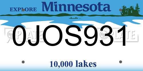 0JOS931 Minnesota License Plate