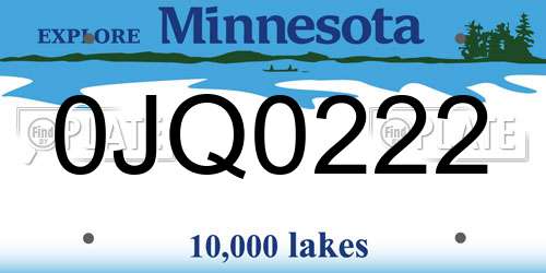 0JQ0222 Minnesota License Plate