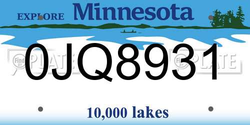 0JQ8931 Minnesota License Plate