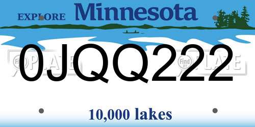 0JQQ222 Minnesota License Plate