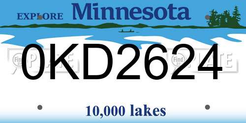 0KD2624 Minnesota License Plate