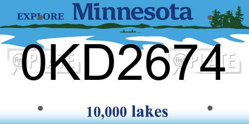 0KD2674 Minnesota License Plate