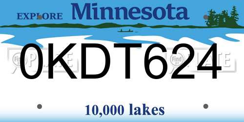0KDT624 Minnesota License Plate