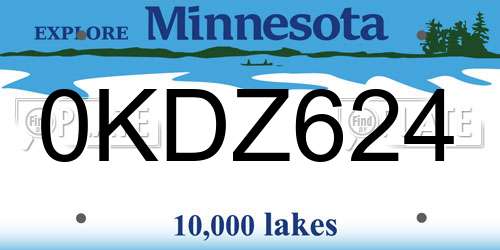 0KDZ624 Minnesota License Plate