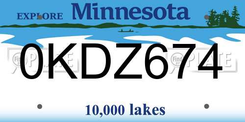 0KDZ674 Minnesota License Plate