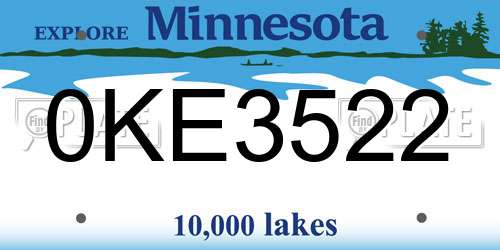 0KE3522 Minnesota License Plate