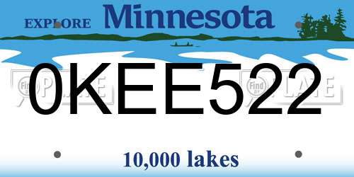 0KEE522 Minnesota License Plate