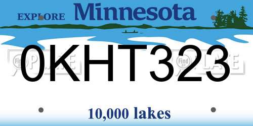 0KHT323 Minnesota License Plate