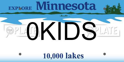 0KIDS Minnesota License Plate