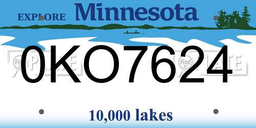 0KO7624 Minnesota License Plate