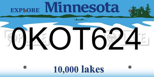 0KOT624 Minnesota License Plate
