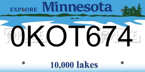 0KOT674 Minnesota License Plate