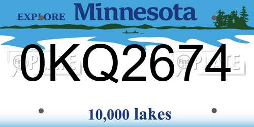 0KQ2674 Minnesota License Plate