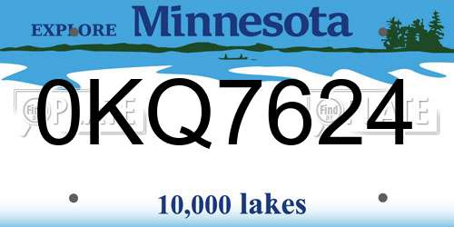 0KQ7624 Minnesota License Plate