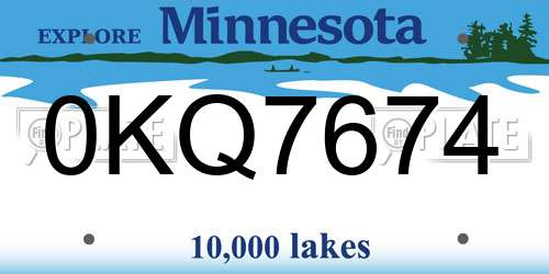 0KQ7674 Minnesota License Plate