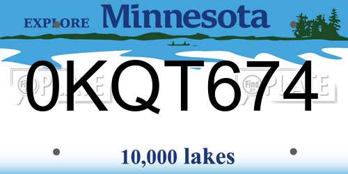 0KQT674 Minnesota License Plate
