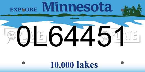 0L64451 Minnesota License Plate