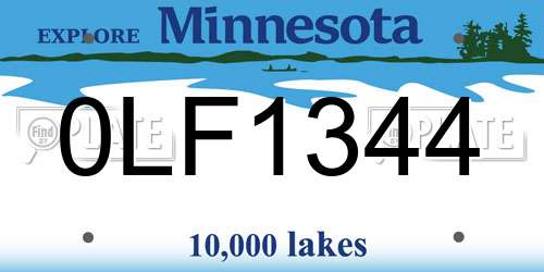 0LF1344 Minnesota License Plate