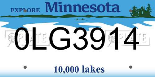 0LG3914 Minnesota License Plate