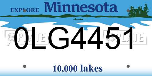 0LG4451 Minnesota License Plate