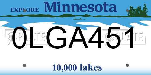 0LGA451 Minnesota License Plate