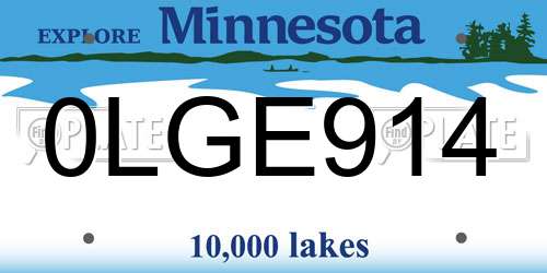 0LGE914 Minnesota License Plate