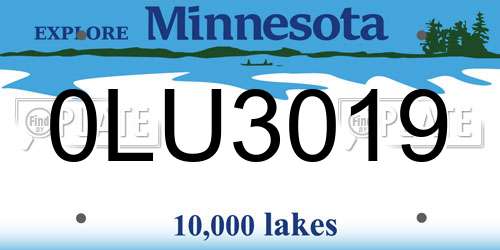 0LU3019 Minnesota License Plate