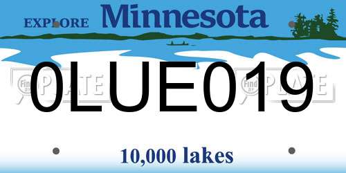 0LUE019 Minnesota License Plate