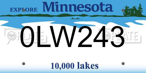 0LW243 Minnesota License Plate