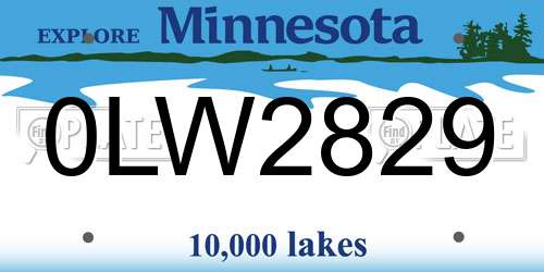 0LW2829 Minnesota License Plate