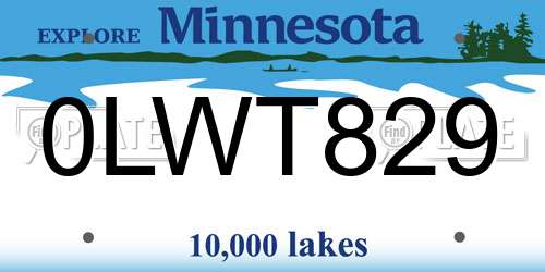 0LWT829 Minnesota License Plate