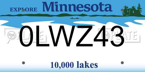 0LWZ43 Minnesota License Plate