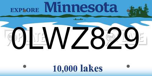 0LWZ829 Minnesota License Plate