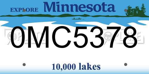 0MC5378 Minnesota License Plate