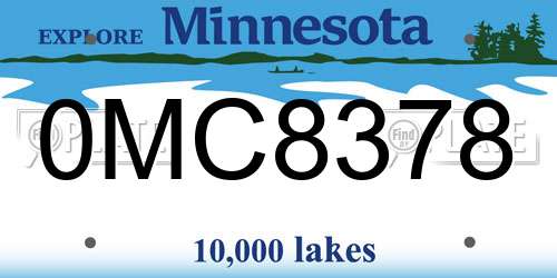 0MC8378 Minnesota License Plate