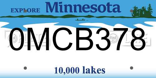 0MCB378 Minnesota License Plate