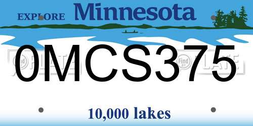 0MCS375 Minnesota License Plate