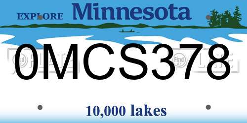 0MCS378 Minnesota License Plate