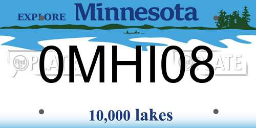 0MHI08 Minnesota License Plate