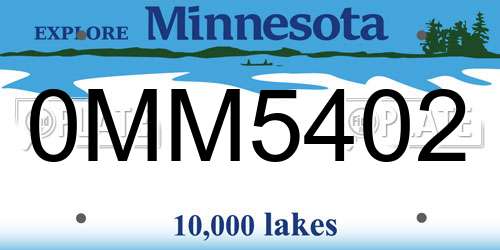 0MM5402 Minnesota License Plate