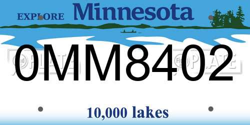 0MM8402 Minnesota License Plate