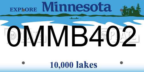 0MMB402 Minnesota License Plate