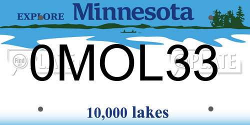 0MOL33 Minnesota License Plate