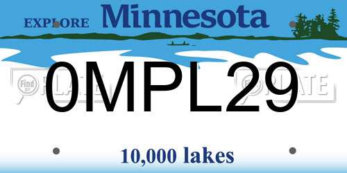 0MPL29 Minnesota License Plate