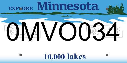 0MVO034 Minnesota License Plate