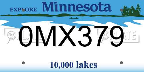 0MX379 Minnesota License Plate