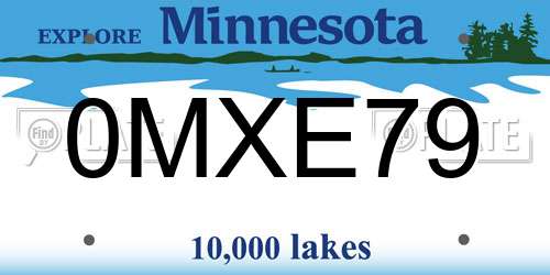 0MXE79 Minnesota License Plate