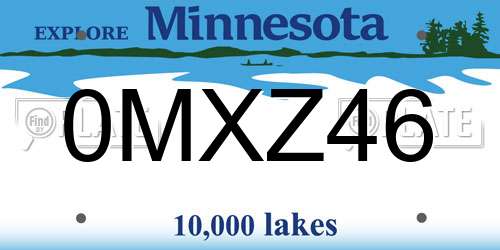 0MXZ46 Minnesota License Plate
